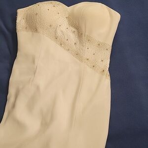 Strapless White Beaded Aline Wedding Dress